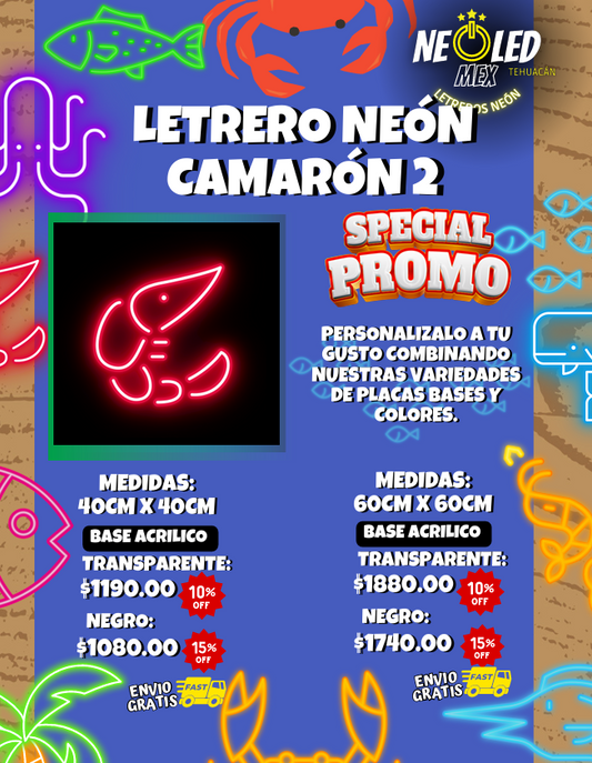 LETRERO MEDIANO NEÓN CAMARON 2