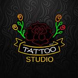 TATTOO STUDIO CON ROSA Y FLORES