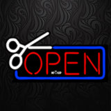 LETRERO NEÓN TIJERAS OPEN