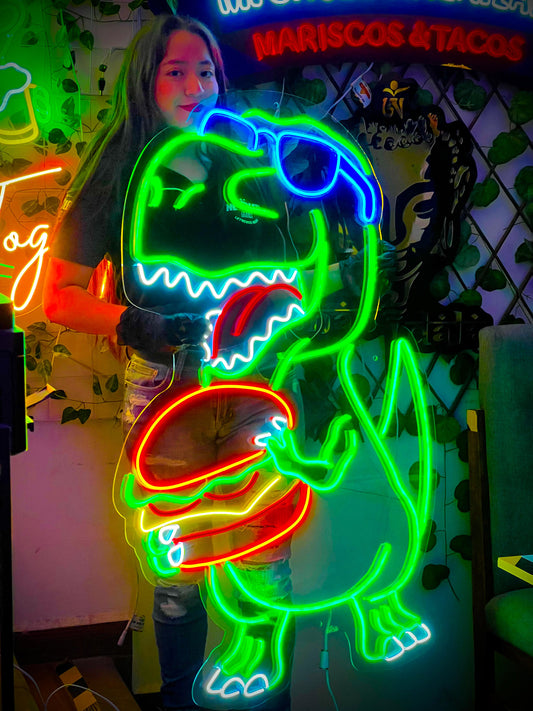 LETRERO NEON DINO BURGUER