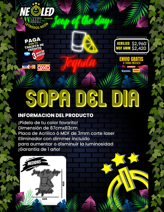 LETRERO SOPA DEL DIA / TEQUILA