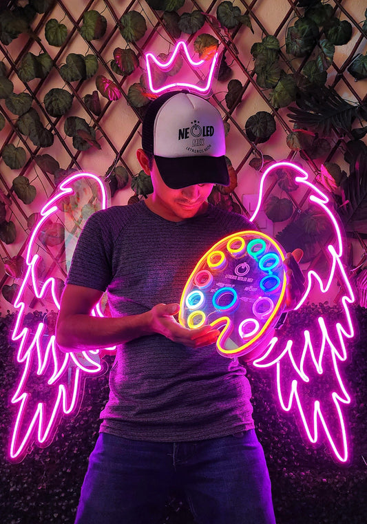 LETRERO NEÓN ALAS ANGEL CON CORONA
