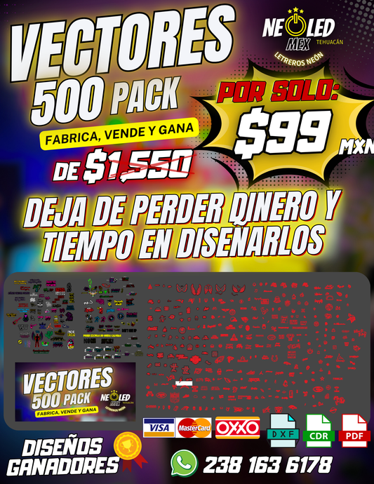 MEGA PACK 500 VECTORES LETREROS + 30,000 CORTE LASER.
