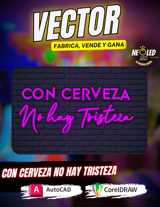VECTOR CON CERVEZA NO HAY TRISTEZA