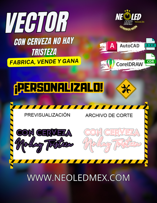 VECTOR CON CERVEZA NO HAY TRISTEZA