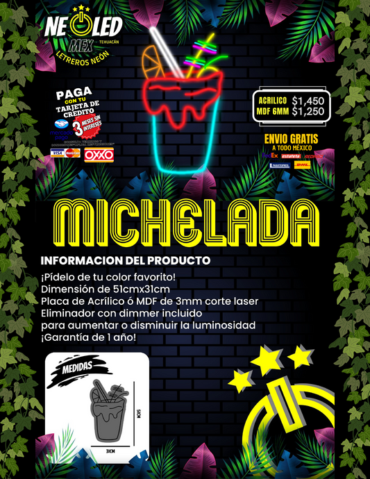 LETRERO NEÓN MICHELADA