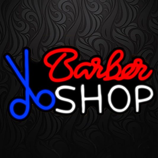 LETRERO NEÓN BARBER SHOP TIJERAS