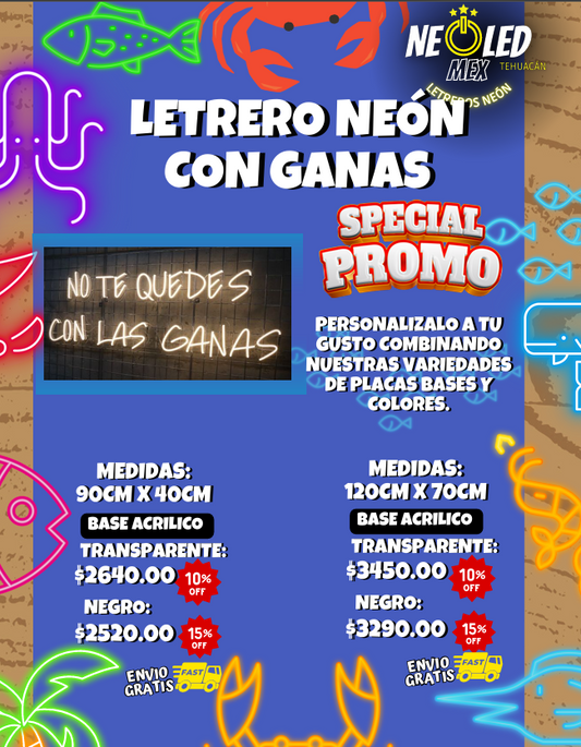 LETRERO NEÓN NO TE QUEDES CON LAS GANAS