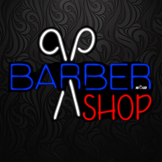 LETRERO NEÓN BARBER SHOP TIJERAS 2