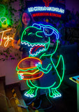 Dino Burger Neón Super Brillante