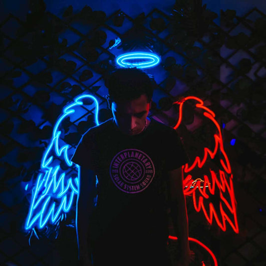 LETRERO NEÓN ALAS ANGEL / DIABLO CON COLA