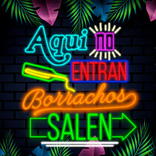 LETRERO NEÓN BORRACHOS SALEN